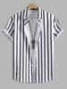 Chemise Rayée à Manches Courtes Boutonnée L Noir