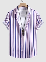 Chemise Rayée à Manches Courtes L Multi a