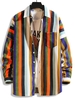 Chemise Rayée Arc-en-ciel Colorée à Goutte Epaule en Velours Côtelé avec Poches 3xl Multi a
