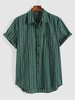 Chemise Rayée avec Poche à Manches Courtes S Vert profond