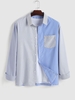 Chemise Rayée avec Poche en Avant M Bleu clair
