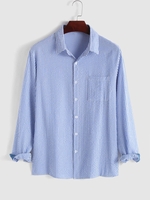 Chemise Rayée avec Poche en Avant S Bleu