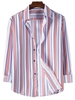 Chemise Rayée Boutonnée Imprimée à Manches Longues 2xl Rose clair
