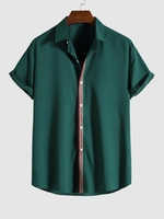 Chemise Rayée Carreau Design à Manches Courtes 2xl Vert