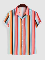 Chemise Rayée Colorée à Col Revers Xl Multi a