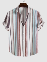 Chemise Rayée Colorée à Manches Courtes 2xl Multi a