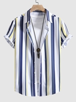 Chemise Rayée Colorée à Manches Courtes Xl Multi a