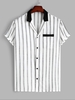 Chemise Rayée en Couleur Jointive à Col Chemise M Blanc