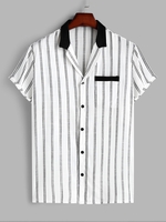 Chemise Rayée en Couleur Jointive à Col Chemise M Blanc