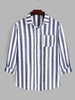 Chemise Rayée en Deux Couleurs avec Poche M Bleu profond