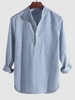 Chemise Rayée Imprimée Demi-Boutonnée à Manches Longues M Bleu ciel