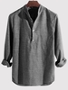 Chemise Rayée Imprimée Demi-Boutonnée à Manches Longues M Gris