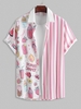Chemise Rayée Motif de Glace Dessin Animé à Manches Courtes L Rose clair