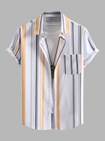 Chemise Rayée Motif de Poche en Avant L Blanc