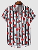 Chemise Rayée Motif de Rose avec Poche en Avant Design M Multi a