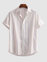 Chemise Rayure Verticale à Manches Courtes S Blanc