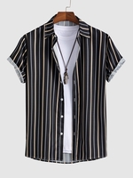 Chemise Rayure Verticale à Manches Courtes Xl Noir