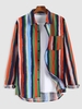 Chemise Rayure Verticale Colorée à Manches Longues M