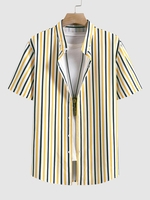 Chemise Rayure Verticale Mixte à Col Debout M Jaune
