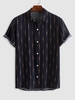 Chemise Rétro Motif de Chaîne à Manches Courtes S Bleu profond