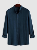 Chemise Semi-Transparente à Manches Longues M Bleu profond