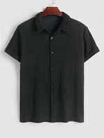 Chemise Simple Semi-Transparente à Manches Courtes S Noir