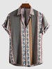 Chemise Style Ethnique à Imprimé Eléphant à Manches Courtes S Vert profond