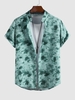 Chemise Teintée Bouton en Avant à Manches Courtes S Vert