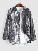 Chemise Teintée Imprimée à Manches Longues S Noir