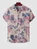 Chemise Teintée Motif de Fleur à Manches Courtes L Rose léger