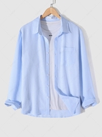 Chemise Texturée à Rayure Verticale à Manches Longues S Bleu toile de jean