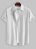 Chemise Texturée Asymétrique en Coton et en Lin à Manches Courtes M Gris clair