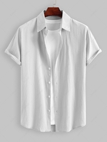 Chemise Texturée Asymétrique en Coton et en Lin à Manches Courtes M Gris clair
