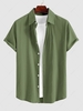 Chemise Texturée Asymétrique en Coton et en Lin à Manches Courtes Xl Vert clair