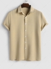 Chemise Texturée en Couleur Unie à Manches Courtes L Café lumière