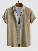 Chemise Texturée en Couleur Unie à Manches Courtes L Café lumière