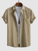 Chemise Texturée en Couleur Unie à Manches Courtes S Café lumière