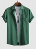 Chemise Texturée en Couleur Unie à Manches Courtes S Vert profond