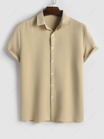 Chemise Texturée en Couleur Unie à Manches Courtes Xl Café lumière