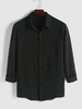 Chemise Texturée en Couleur Unie à Manches Longues 2xl Noir