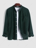 Chemise Texturée en Couleur Unie à Manches Longues L Vert forêt noire