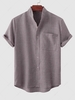 Chemise Texturée en Couleur Unie en Coton et en Lin avec Poche en Avant Xl Rose clair