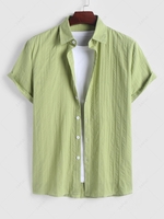 Chemise Texturée en Couleur Unie en Jacquard à Manches Courtes M Vert