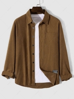 Chemise Texturée Patch Design à Manches Longues L Café