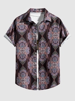 Chemise Vintage à Imprimé Cachemire à Manches Courtes Xl Noir