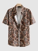 Chemise Vintage à Imprimé Florale Boutonnée L Café