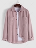 Chemise Vintage avec Poche en Velours Côtelé à Manches Longues L Rose