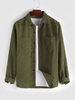 Chemise Vintage avec Poche en Velours Côtelé à Manches Longues L Vert armée