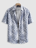 Chemise Vintage Boutonnée à Imprimé Baroque en Avant Xl Blanc