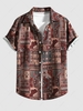Chemise Vintage Décontractée à Imprimé Géométrique Boutonnée Xl Brun